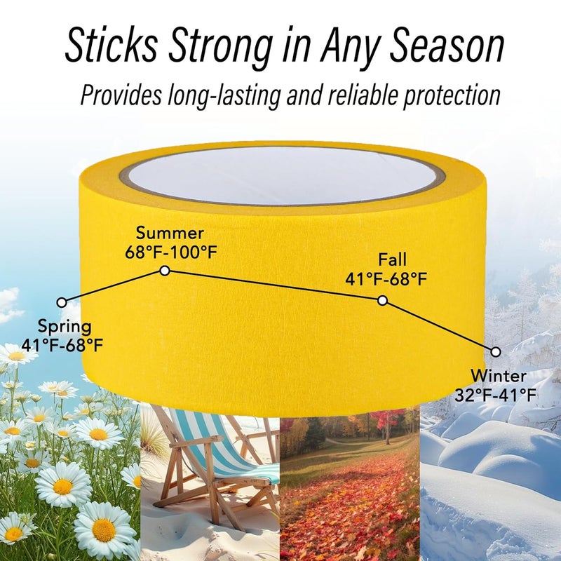 G GEYYANG Yellow Painters Tape - Yellow Masking Tape 2 Inch Wide - Multi-Surface, Smart Adhesion, Indoor & Outdoor - Paint Tape for DIY, Labeling, Art, Car, General Purpose - 90FT Total - Image 4